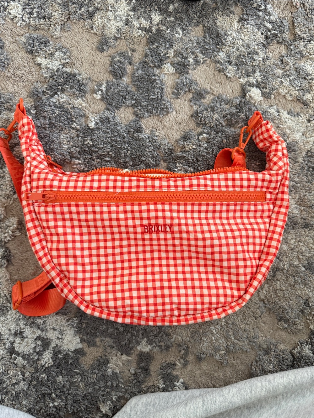 Orange Gingham Crossbody Bag with Branded Strap - Picture 2 of 3